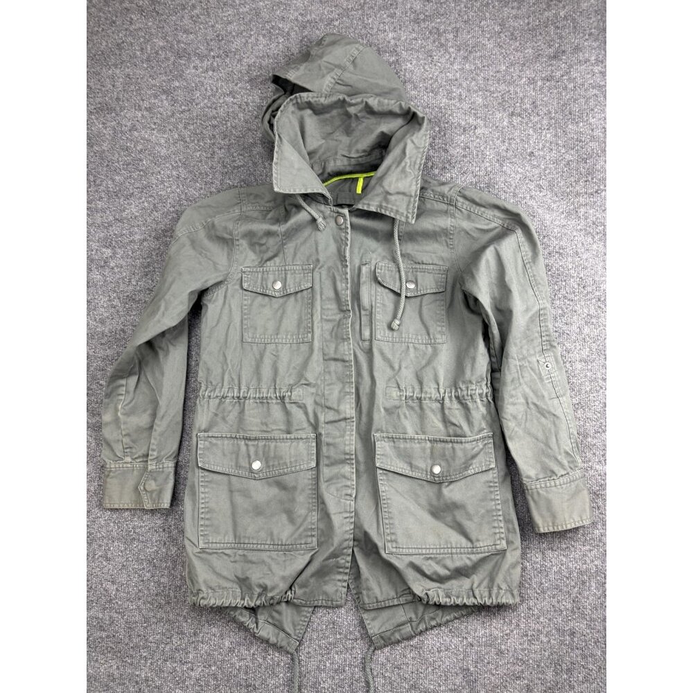 Hurley Jacket Womens Small Green Hooded Fishtail Parka 100% Cotton Field Coat
